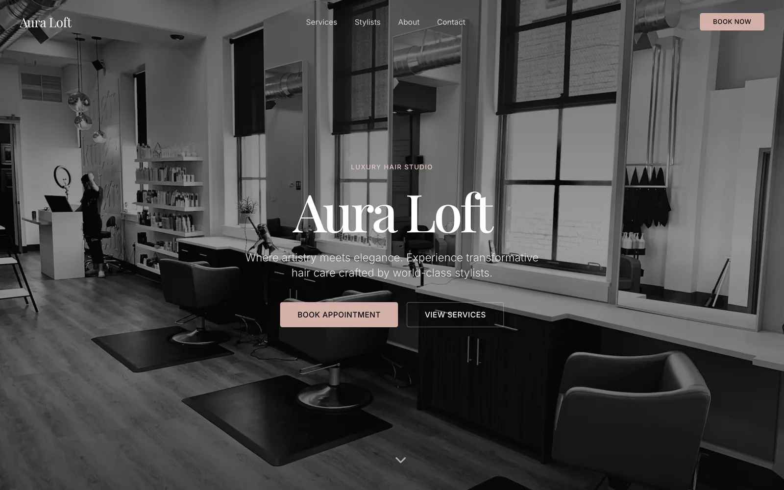 Screenshot of the Aura Loft concept site