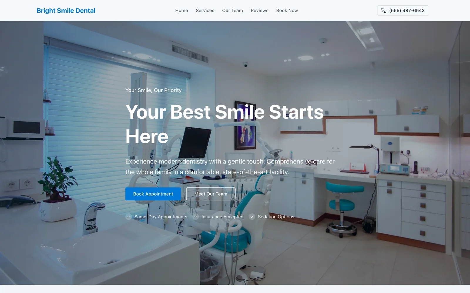 Screenshot of the Bright Smile Dental concept site