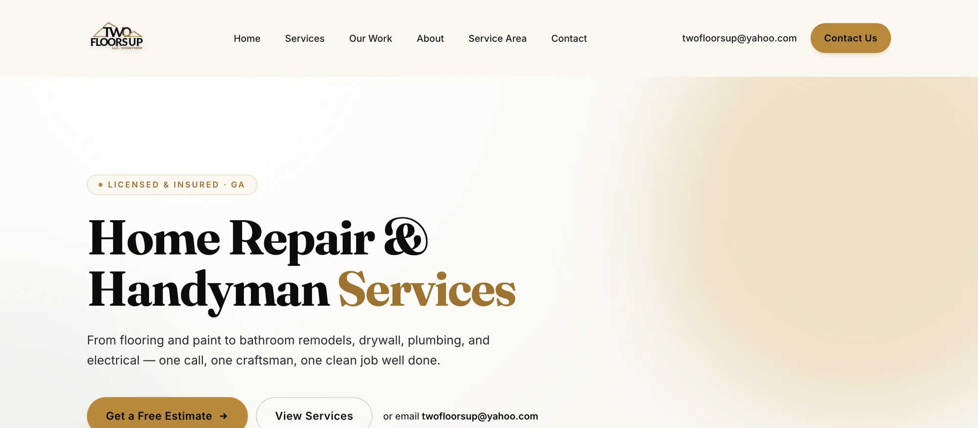 Screenshot of the Two Floors Up website